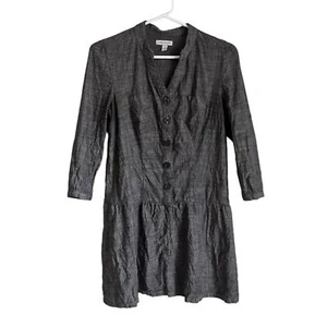 Lark & Wolff Dark Grey Chambray Mini Dress Button Front Cotton Coastal Size 0 - Picture 1 of 9