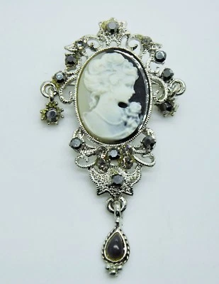 Cameo Victorian hematite Crystal color party wedding Pin Brooch jewelry YD66 - Image 1 of 4