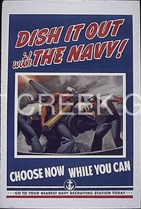WWII Poster, Recuitment, "DISH IT OUT with THE NAVY!" Print on 11x14" 22497 - Picture 1 of 1