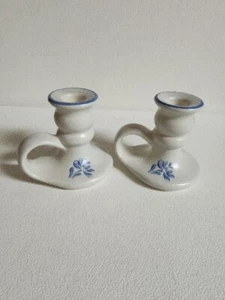 Pfaltzgraff Yorktowne Candle Holders Handle Stoneware Set of 2 Vintage Country - Picture 1 of 8