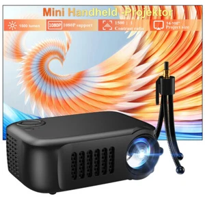 Mini Beamer 1500 Lumen Tragbarer Projektor 1080P HD Video Heimkino TV Spiel HDMI - Bild 1 von 22