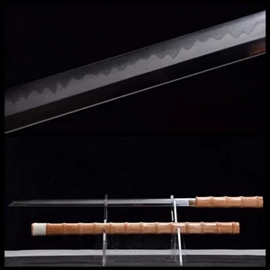 Handmade T10 Steel Clay tempered Blade Shirasaya Samurai Sword Sharp bamboo Saya - Picture 1 of 10