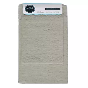 Silver 2-Pc Plush Bath Mat/Rug: Non-Slip Backing, 20in x 30, 17in x 24in - Picture 1 of 1
