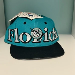 Vintage 90s MLB Logo 7 Florida Marlins  SnapBack Hat - NEW! - Picture 1 of 6