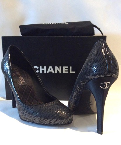 Décolleté per paillettes Chanel nere impreziosite taglia 36 5