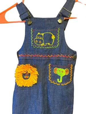 Mono bordado de animales de zoológico HEALTH TEX DE COLECCIÓN AÑOS 70 80 para niños pequeños 24 meses Foto 1 de 4