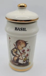 Tarro de especias de albahaca vintage MJ HUMMEL Danbury Mint porcelana con adornos dorados 1987  - Imagen 1 de 6