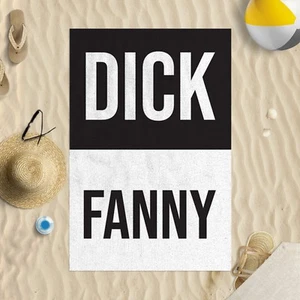 Dick Fanny Microfibre Beach Towel Black & White Funny Joke Gift Beach Swimming - Picture 1 of 1