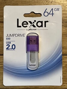 NEW Sealed Lexar 64 GB Jump drive S50 Purple Hi Speed USB - Picture 1 of 4