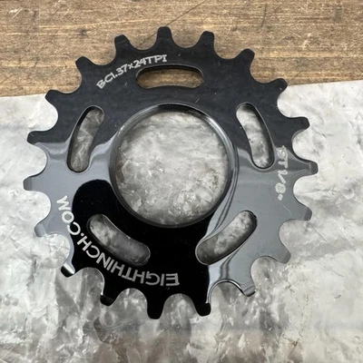 EighthInch Track Cog 19T 1/8 Chromoly CNC Black BC1.37x24TPI Fixed Gear Bike - Image 1 of 4