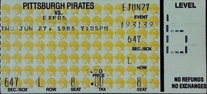 Tim Raines Career HR #32 Pirates Expos MLB Ticket Stub Three Rivers 6/27/1985 - Picture 1 of 2