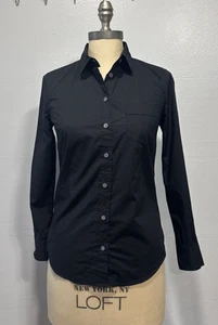 J. Crew Damen Perfect Fit Popeline Hemd mit Knopfleiste Größe XSP Petite Black Karriere - Bild 1 von 11