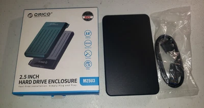 Caja de disco duro ORICO M25U3 2,5 pulgadas negra probada funcionando Foto 1 de 2