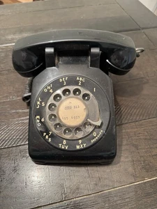 EXCELLENT VINTAGE WESTERN ELECTRIC CLASSIC BLACK ROTARY DIAL DESK PHONE! - Picture 1 of 8