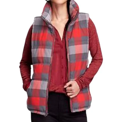 Old Navy Red Plaid Puffer Vest XXL Fleece Lined Winter Layering Vest - Image 1 of 4