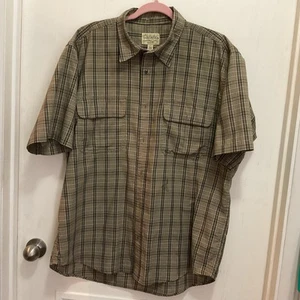 Cabelas grün kariertes kurzärmliges Herrenhemd Large Baumwollmischung Knopfleiste - Bild 1 von 6