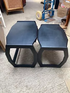 Vintage Retro Black Ash Style Nest of 2 Tables Coffee Side End - Picture 1 of 10