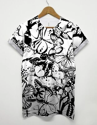 Camiseta blanca mariposa monocromática top verano insecto vintage floral Foto 1 de 2