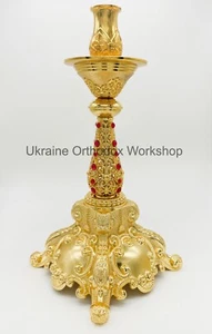 Orthodox Church Altar Candlestick on a magnet with Decorative Stones 10.23" - Picture 1 of 4