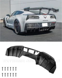 For 14-19 Corvette C7 | CARBON FIBER Rear Lower Bumper Diffuser w/ Fin - Picture 1 of 22
