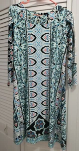 NEW DIRECTIONS Womens Dress Size M Blue black Floral Geometric Stretch NWT - Bild 1 von 5