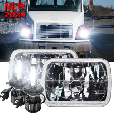2x Fit Freightliner FL50 FL60 FL70 FL80 5x7" 7x6'' LED Headlights Hi/Lo Beam DOT - Image 1 of 4