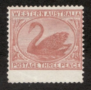 1872 Western Australia Sc#40, p14‚ Wmk 1, 3 Pence, Red Brown Swan. MH Cv$65 - Picture 1 of 1