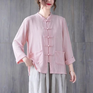 Mujeres Chino Abrigo de Algodón Chaqueta Prendas para el torso Traje Tang Cárdigan Retro Étnico Prendas de abrigo - Imagen 1 de 23