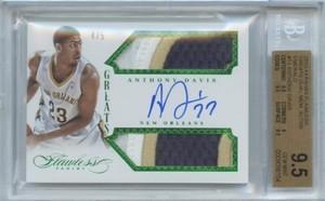 2013-14 Panini Flawless Anthony Davis Dual Patch Auto Emerald Green /5 BGS 9.5