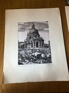ANTICO DISEGNO SERIGRAFIA STAMPA SU SETA VENEZIA LA SALUTE D' AMICO - Imagen 1 de 3