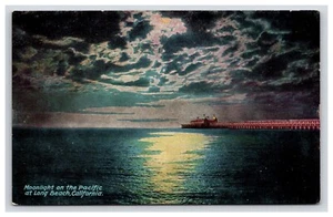 Postal: CA Moonlight On The Pacific, Long Beach, California - Sin publicar - Imagen 1 de 2