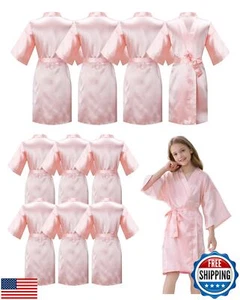 IVRRISS 10pcs Kid Girls Spa Costume Party Robes Set Silky Plain Kimono Robes - Picture 1 of 5