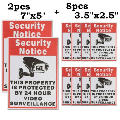 10 Home CCTV Surveillance Security Camera Video Sticker Warning Decal Sign Vinyl - Image 1 of 4