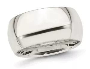 Mens Sterling Silver 10mm Comfort Fit Wedding Band Ring - Picture 1 of 21