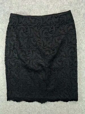 Garnet Hill Skirt Womens 10 Black Lace Pencil Lined Nylon Rayon Work Ladies - Image 1 of 4