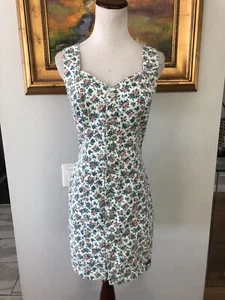 Vintage 90s Y2K Bongo Fitted Sleeveless Denim Garden Dress Button Size 5 (S) - Picture 1 of 8