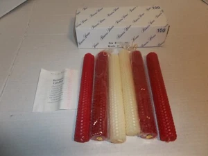 6 velas cónicas de cera de abejas roja/marfil Princess House de 8" - Imagen 1 de 2