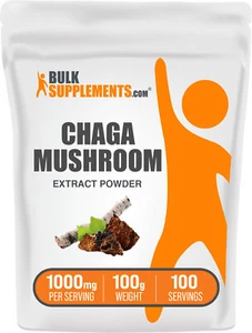 BulkSupplements Chaga Mushroom Extract - 1000mg Servings- Beta Glucan Supplement - Picture 1 of 12