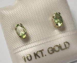 NEW 5mm Green Peridot Round Solitaire Post Earrings- 10K Gold August Birthstone - Picture 1 of 4