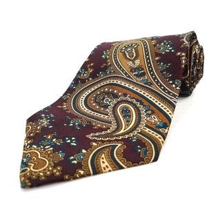 Vtg GANT Luxury Tie Burgundy Colorful Floral Paisley Silk Necktie 58" x 3.5" - Picture 1 of 8