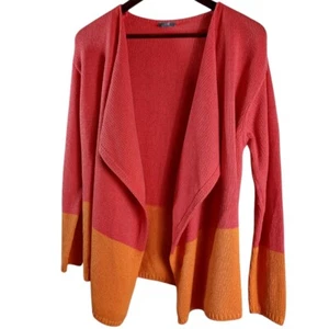 J. Jill Women's Sweater Petite Small Orange Cardigan Waterfall Open Front Knit - Picture 1 of 9