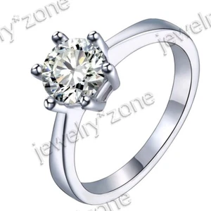 Engagement Wedding Fine Ring Silver 6.5MM Round Cut AAA Cubic Zirconia Elegant - Picture 1 of 11