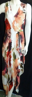 Vestido Floral Envolvente Pañuelo Estampado Rosa Seda Alto Hippie Dobladillo Talla X Pequeño Foto 1 de 4