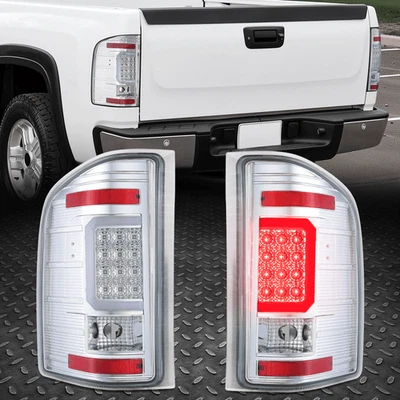 [BARRA LED TUBO C] PARA 07-14 CHEVY SILVERADO LUZ TRASERA LUCES FRENO CROMO/CLARO Foto 1 de 4