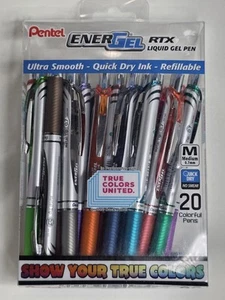 Pentel Energel RTX LIQUID GEL PEN True Colors United 20 Colorful Pens M 0.7mm - Picture 1 of 6