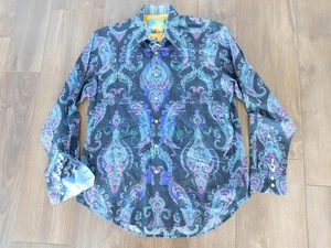Camisa Robert Graham Para Hombre Grande Negra Paisley Vestido Abotonada Manga Larga Informal - Imagen 1 de 9