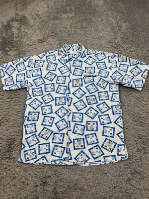 Vtg Esprit Sport Top Women Small Oversized Geometric Bowling AOP Hawaiian Shirt - Image 1 of 4