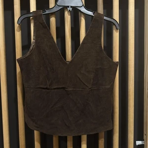 Banana Republic Top Womens Large Brown Genuine Leather Sleeveless Lined Zipper - Picture 1 of 6