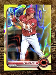SAL STEWART 2022 BOWMAN CHROME DRAFT 1ST YELLOW LAVA /75 - Picture 1 of 3