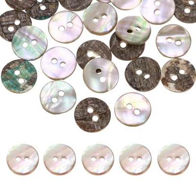 16Pcs Natural Shell Buttons,12.5mm 2 Holes Pearl Button,Beige Brown Foto 1 de 4